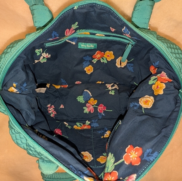 VERA BRADLEY Hadley On-the Go/Satchel Purse/ Microfiber/Shoulder Bag/ Teal Green - Picture 4 of 9